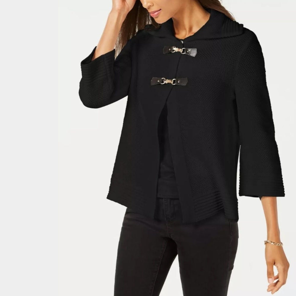 Jm Collection Wing-Collar Flyaway Cardigan